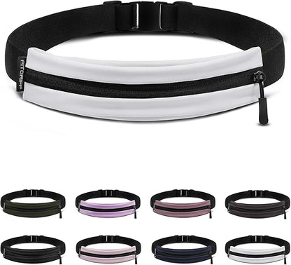 Fitgriff® Running Belt V2 for Men & Women - Slim Fanny Pack, Phone Holder for Jogging, (Fits All Cell Phones) - Money Belt, Runners Waist Pouch (White, One Size (Waist 24.4 – 43.3 inches))