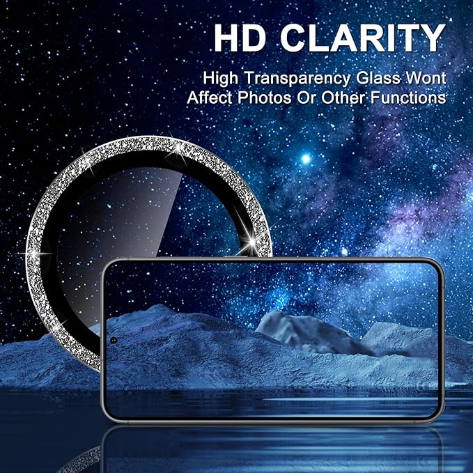 for Samsung Galaxy S25 Plus Camera Lens Protector, Electroplated Matte Back with 9H Tempered Glass Lens Protector, [Strong Adsorption] [Case-Friendly] Metal Ring HD Clear Lens Cover,BlackShiny