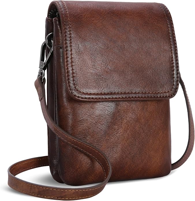 Iswee Leather Crossbody Bags for Women RFID Blocking Cell Phone Purse Small Anti-Theft Zippered with Card slots