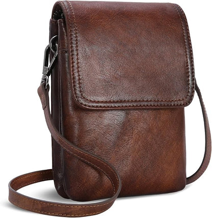 Iswee Leather Crossbody Bags for Women RFID Blocking Cell Phone Purse Small Anti-Theft Zippered with Card slots