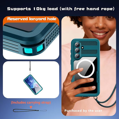 Guppy for Galaxy S26 Plus Magnetic Waterproof Case, Built-in Screen Protector [IP68 Waterproof][14FT Military Drop Proof] 360° Full Body Protection Dustproof Shockproof Heavy Duty Rugged Case, Cyan