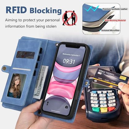 Wallet Case for iPhone 11 with Card Holder/Crossbody Wallet/Strap| RFID Blocking | Magnetic | Kickstand | Detachable | PU Leather Phone Case for iPhone 11,6.1 in,Sky Blue