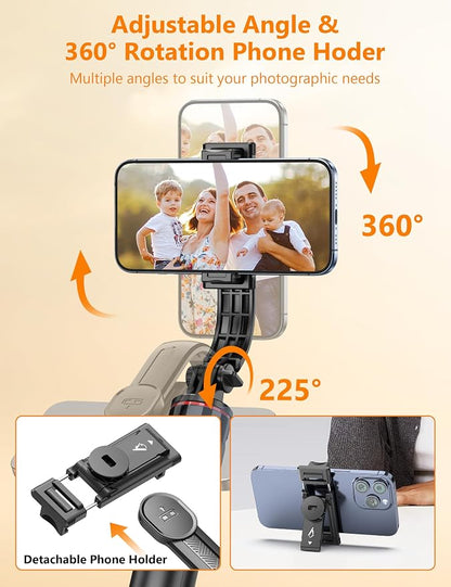 Selfie Stick Phone Tripod with Remote, 51" Aluminum Phone Stand for Cell Phone, 360° Rotation Portable Selfie Stick Tripod for iPhone 15/14 Pro Max/14 Pro/14/13 Pro, Android