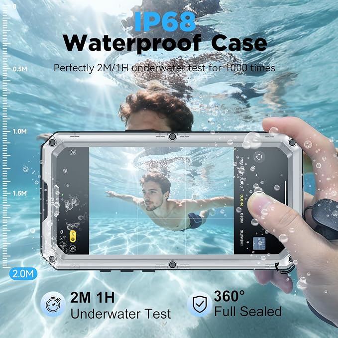 Beasyjoy for iPhone Air Case Waterproof, Heavy Duty Metal Full Body Protection, Built-in Screen Protector, Military Grade Shockproof Rugged Hard Phone Cover for iPhone 17 Air 6.5", Silver