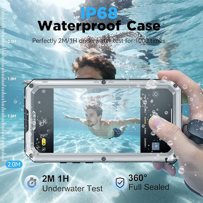 Beasyjoy for iPhone Air Case Waterproof, Heavy Duty Metal Full Body Protection, Built-in Screen Protector, Military Grade Shockproof Rugged Hard Phone Cover for iPhone 17 Air 6.5", Silver
