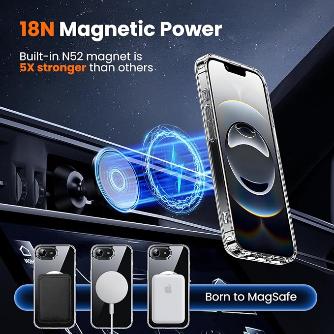 3 in 1 for iPhone 16E Case Clear/iPhone 17E Case, Not Yellowing, Screen Protector*2, Military-Grade Protection for iPhone 16e & 17e Case 6.1 inch Clear