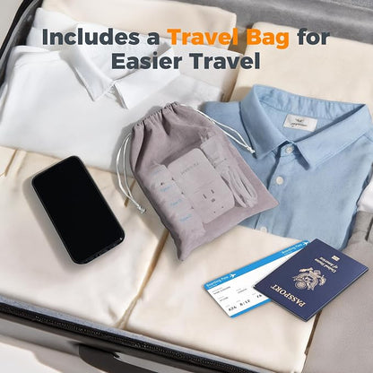 TESSAN Compact 220V to 110V Voltage Converter US to Europe | Universal Travel Adapter, 2 AC Outlets and 2 USB (1 USB-C), 200W Small Power Converter, EU/UK/AU/IT/India Plugs, For Travel