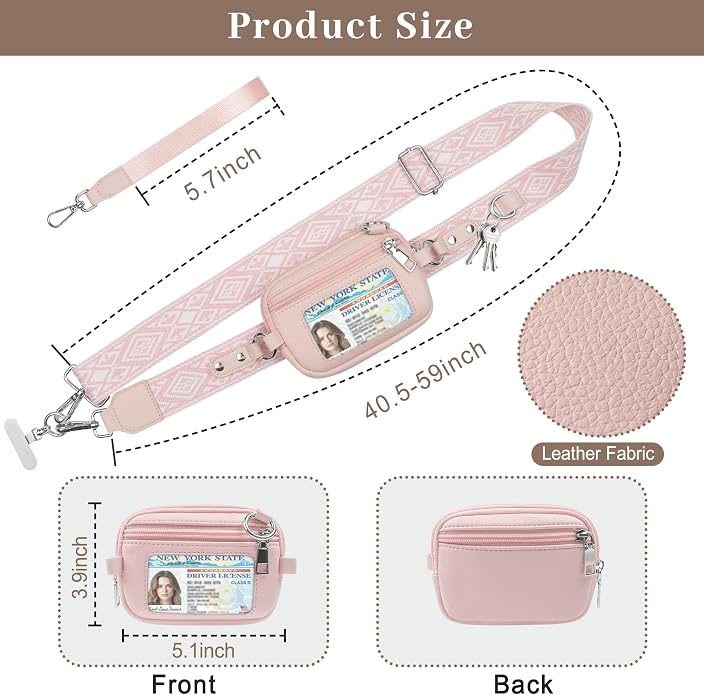 Clip and Go Cell Phone Pouch Lanyard Crossbody with Wallet | Adjustable Strap, Leather Purse Strap, Wrist Strap, For Women
