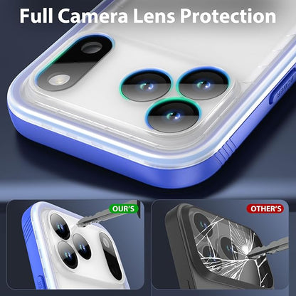 SPORTLINK for Waterproof iPhone 17 Pro Max Case - Built in Screen Protector/Full Body Dustproof/Shockproof/Dropproof/IP68 Underwater for iPhone 17 Pro Max Case 6.9 inch Blue/Frosted Clear
