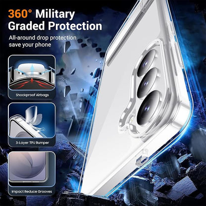Temdan Designed for Samsung Galaxy S26 Plus Case Clear, Built-in Invisible Kickstand [Military Grade Drop Protection] Anti-Yellowing Slim Fit Shockproof Cover for Galaxy S26 Plus 6.7 Inch - Clear
