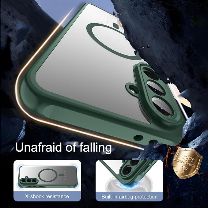 Pilaru for Samsung Galaxy A56 Case [Compatible with Magsafe] Translucent Matte Magnetic Phone Case,Slim Thin Duty Shockproof Protection Cover with 2pc Tempered Glass Screen Protector for A56 5g-Green