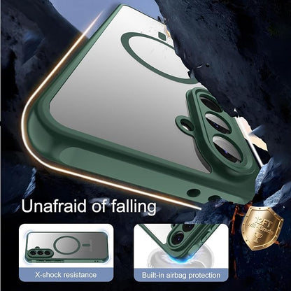 Pilaru for Samsung Galaxy A56 Case [Compatible with Magsafe] Translucent Matte Magnetic Phone Case,Slim Thin Duty Shockproof Protection Cover with 2pc Tempered Glass Screen Protector for A56 5g-Green