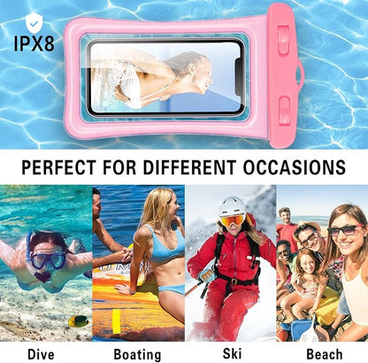 2 Pcs Waterproof Phone Pouch, Universal IPX8 Floating Waterproof Cell Phone Case Dry Bag, Compatible with Most Cell Phone on Market, Waterproof Phone Protector for Beach Swimming (Black + White)