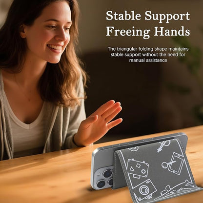 Adjustable Angle Phone Stand Tablet Holder, Sturdy Universal for All Smartphones - Foldable Portable for Desk, Travel, Home, Kitchen, Bed, Treadmill, Airplane, Gray