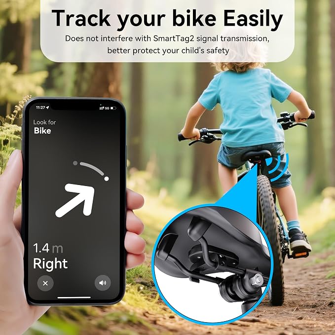 DDJ Bike Mount Compatible with Samsung Smart Tag 2/Moto Tag/AirTag Case, Hidden Under Bicycle Seat, Waterproof Anti-Theft Bike GPS Tracker Mount with Tools for Mountain Bikes, Electric Bicycle