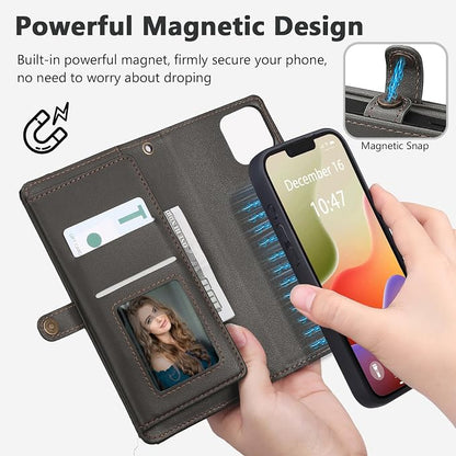 Wallet Case for iPhone 14 Plus with Card Holder/Crossbody Wallet/Strap| RFID Blocking | Magnetic | Kickstand | Detachable | PU Leather Phone Case for iPhone 14 Plus,6.7 in,Black