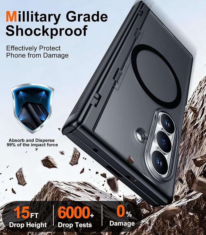 SPIDERCASE Magnetic for Samsung Galaxy Z Fold 8 Ultra Case, Built-in [Screen Protector] [Stable Kickstand] [Hinge Protection] Military Grade Protective Cover, Black