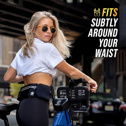 Running Belt with Water Bottle Holder - Waist Bag With Extender for Jogging, Hiking, Cycling, Walking - Dog Walker Hydration Fanny Pack - Sport Pouch iPhone Carrier for Women and Men - Black