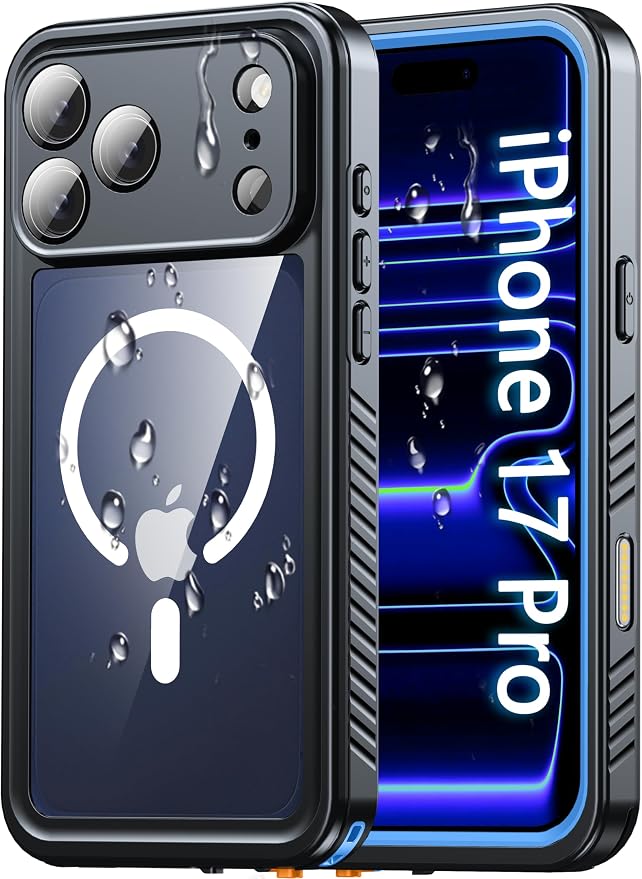 Oterkin Waterproof Case for iPhone 17 Pro Case Compatible with MagSafe, Full Body Rugged iPhone 17 Pro Phone Case with Built-in HD Screen & Lens Protector [15FT Military] iPhone 17Pro Case (Blue)