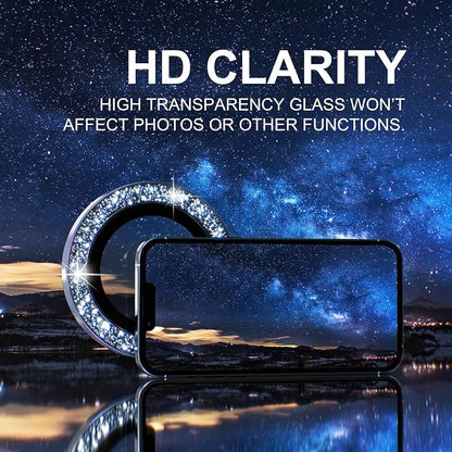 Choiche Compatible for iPhone 13 Pro/iPhone 13 Pro Max Camera Lens Protector Bling, 9H Tempered Glass Camera Cover Screen Protector Metal Ring Decoration Accessories (Glitter-Sierra Blue)