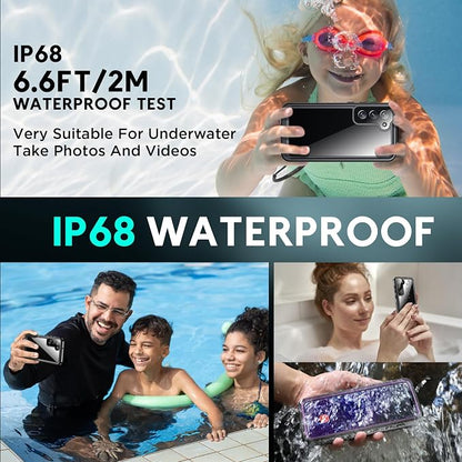 SPIDERCASE Designed for Samsung Galaxy S23 Plus Case Waterproof,Built-in Screen & Camera Lens Protector[IP68 Underwater][Military Grade Shockproof] Full Body Protection Phone Case, Purple/Clear