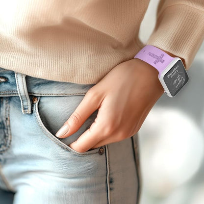 Faith with Cross Watch Band Compatible with Apple Watch Laser Engraved iWatch Band Silicone 38mm 40mm 41mm 42mm 44mm 45mm 46mm 49mm Strap Jesus Psalm Christian God Blessed (Lavender, 38/40/41mm M/L)