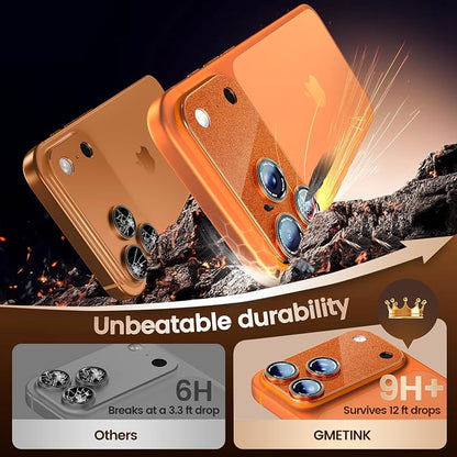 Camera Lens Protector Compatible with iPhone 17 Pro Max- Metal Frame Tempered Glass Cover, [Anti-Scratch] [Drop-Proof][Strong-Adhesion] Rear Camera Screen Cover- Orange