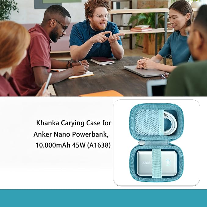khanka Hard Case for Anker Nano 10000mAh 45W/A1665/A1664 Power Bank,Green | EVA Hard Shell, Easy Carry Handle, Secure Custom Fit for Anker Nano Power Bank, 10,000mAh Portable Charger, Case Only
