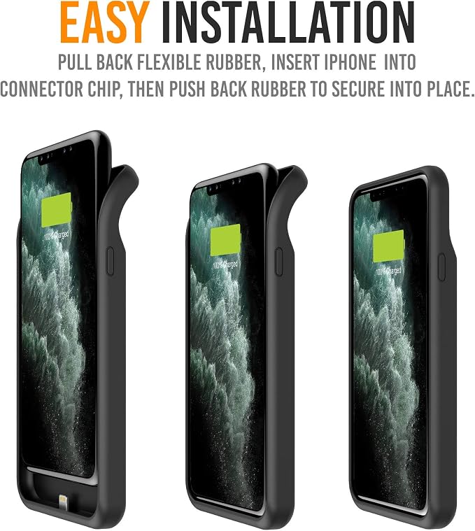 Alpatronix Battery Case for iPhone 12 Pro Max / 13 Pro Max, Slim Portable Protective Extended Charger Cover with Wireless Charging, Lightning Input, Apple Pay, CarPlay - BX12Pro Max - Matte Black