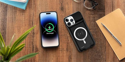 Battery Case for iPhone 14 Pro, 10000mAh High Capacity Rechargeable Portable Protective Extended Charger Case Wireless Charging Compatible with iPhone 14 Pro (6.1 inch) Charging Case & Carplay (Black)