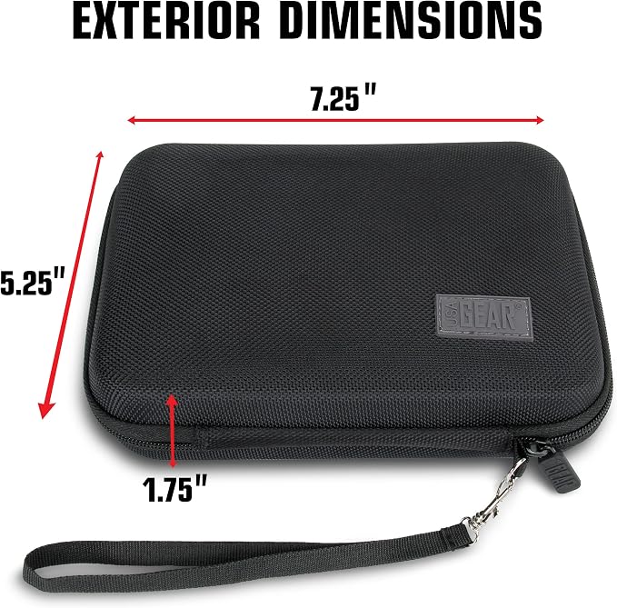 USA Gear Travel Electronics Organizer - Water Resistant Zipper Case, Hard Shell Exterior - 6.5 Inch Case Fits Chargers, Cables, Batteries, Earphones, Cords, Batteries, Power Bank & more - Black