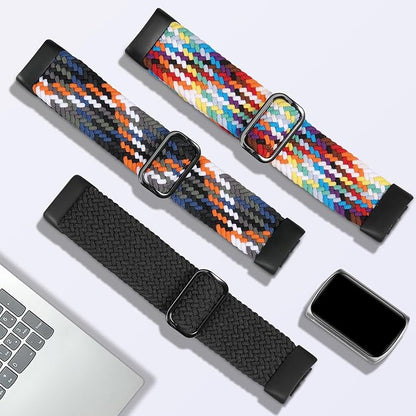 Braided Solo Loop Bands Compatible with Fitbit Charge 6/Charge 5, 3 Pack Adjustable Stretchy Wristbands Soft Woven Nylon Replacement for Fitbit Charge 5/Charge 6 Tracker Smart Watch for Women Men