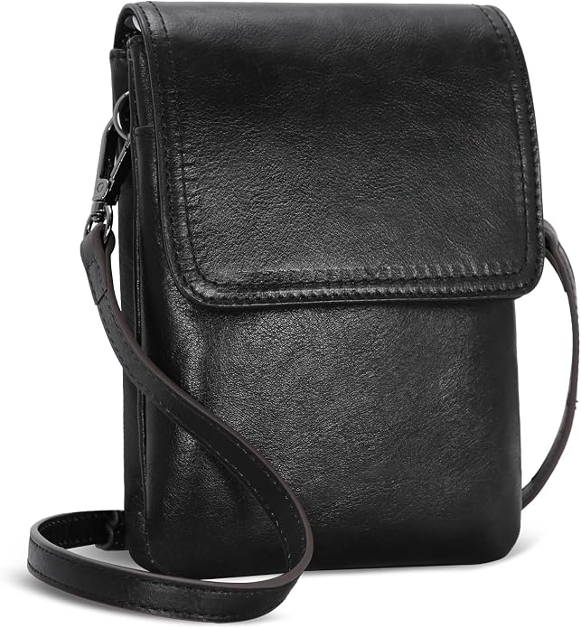 Iswee Leather Crossbody Bags for Women RFID Blocking Cell Phone Purse Small Anti-Theft Zippered with Card slots