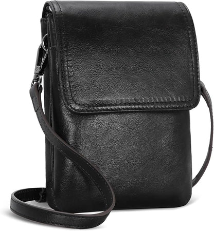 Iswee Leather Crossbody Bags for Women RFID Blocking Cell Phone Purse Small Anti-Theft Zippered with Card slots