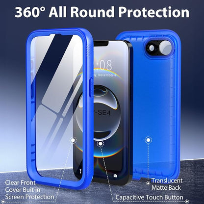 SPORTLINK for iPhone 16e/17e Waterproof Phone Case - Built in Screen & Camera Lens Protector,6.6FT Military Dropproof/Shockproof/Dustproof/IP68 Underwater for iPhone 16e/17e 6.1 inch Frosted Blue
