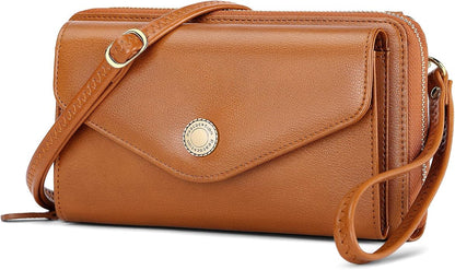 Peacocktion Crossbody Bags for Women RFID Wristlet Wallets Travel Vegan Leather Small Clutch Purses with Phone Pocket Zipper