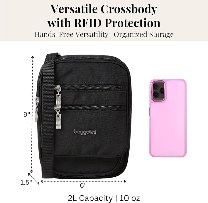 Baggallini Journey Crossbody Bags for Women 9x6 Small Lightweight Travel Handbag W/RFID