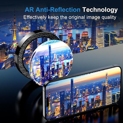 AFARER Camera Lens Protector for iPhone 17/16/16Plus,Individual 9H Tempered Glass, Bling Metal Ring, HD Clear & Case Friendly [Strong Adsorption] [Does not Affect Night Shots](Glitter Purple)