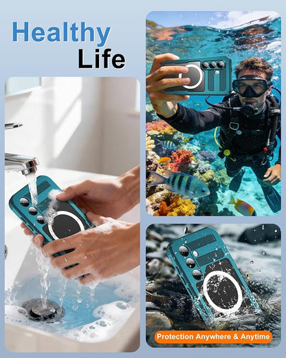 for Samsung Galaxy S25+ Plus Waterproof Case, [Fit for Magsafe] [IP68 Water Proof] [Built-in Screen Protector], Magnetic Heavy Duty Military Grade Rugged Phone Case for S 25+ Plus 6.7", Teal