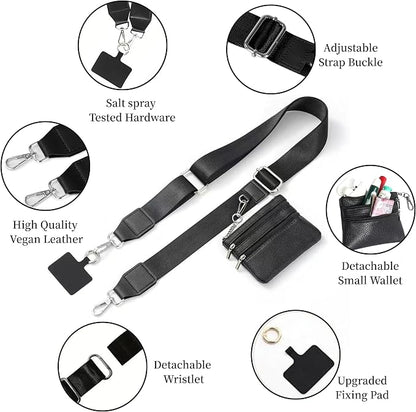 Crossbody Body Phone Holder for Women, New Phone Strap with Zippered Pouch, Adjustable Crossbody Strap