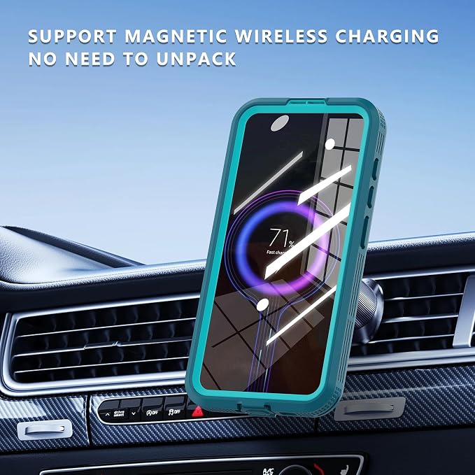 Omio Designed for Galaxy S25 Plus Waterproof Case Compatible with MagSafe Magnetic Waterproof Full Body IP68 Underwater Case Built-in Screen Protector Military Grade Shockproof Case for Men Women Teal