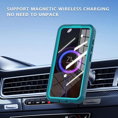 Omio Designed for Galaxy S25 Plus Waterproof Case Compatible with MagSafe Magnetic Waterproof Full Body IP68 Underwater Case Built-in Screen Protector Military Grade Shockproof Case for Men Women Teal