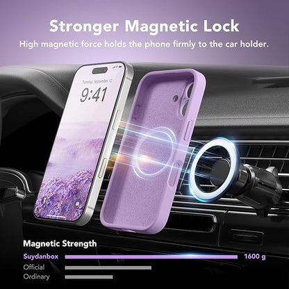 Magnetic for iPhone 16 Plus Case, Compatible with MagSafe, [Full Camera Protection][Screen Protector] Silicone Shockproof Protective Phone Case for iPhone 16 Plus 6.7", Light Purple