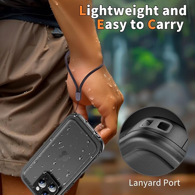 Cozycase for iPhone 15 Pro Waterproof Shockproof Dustproof Case - Heavy Duty/360 Full Body/Military Grade/Protective/Rugged 【8FT Drop Proof】 Built in Screen/Camera Protector with Lanyard Black