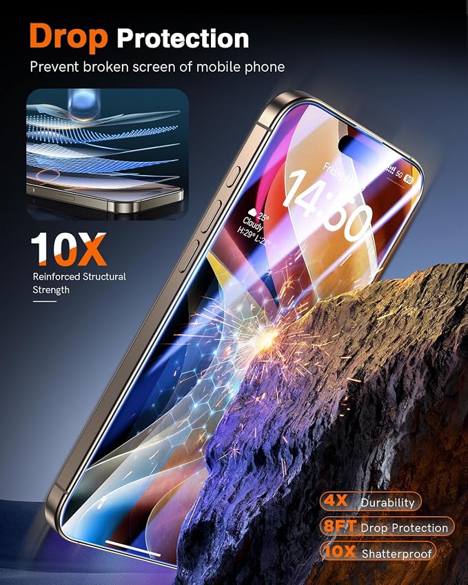 LK 2 Pack for iPhone 17/17 Pro / 16 Pro Screen Protector Tempered Glass, Military Grade Shatterproof [Auto Dust-Elimination, 0 Dust & Bubbles] Anti-Scratch, Max Coverge Screen Protector