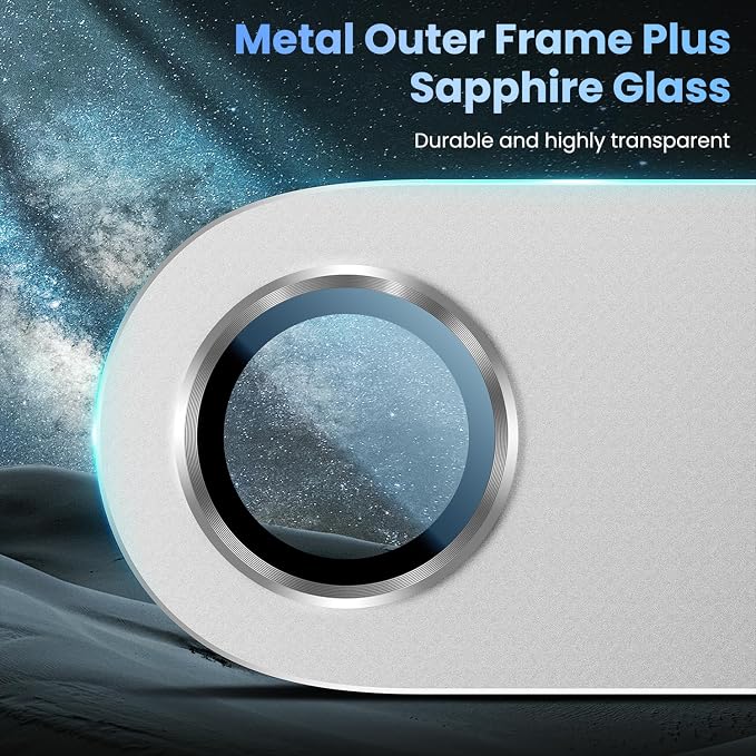 Uyiton Compatible with iPhone Air Camera Lens Protector - [Not Easy to Break][Strong Adsorption][Case-Friendly] Metal Tempered Glass Rear Camera Screen Cover - Cloud White