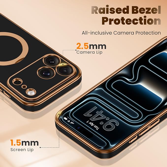 GolbinBox for iPhone 17 Pro Case with 360° Spin Magnetic Stand,[Compatible with Magsafe] [Military Protection][Built-in Ring Holder] Camera Control Phone Case for 17 Pro,Black