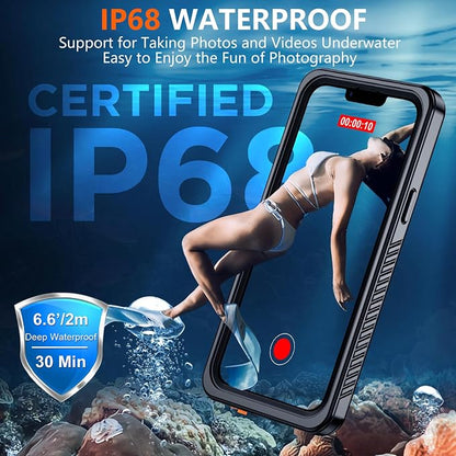 SPIDERCASE Magnetic for iPhone 13 Pro Max Case Waterproof,Built-in Screen & Camera Lens Protector[IP68 Underwater] [Military Grade Shockproof] Full Body Protection Phone Case,Black/Clear