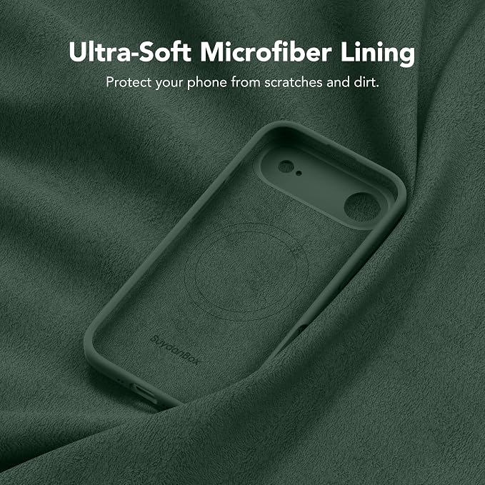 Magnetic for iPhone Air Case, Compatible with MagSafe, [Full Camera Protection][Screen Protector] Silicone Shockproof Protective Phone Case for iPhone 17 Air 6.5", Alpine Green