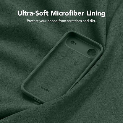 Magnetic for iPhone Air Case, Compatible with MagSafe, [Full Camera Protection][Screen Protector] Silicone Shockproof Protective Phone Case for iPhone 17 Air 6.5", Alpine Green